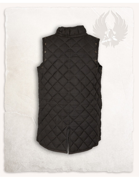 Medieval long black sleeveless gambeson