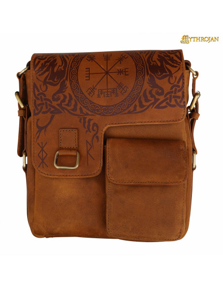 Celtic design traveler bag in brown...