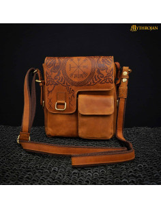 Celtic design traveler bag in brown leather 2