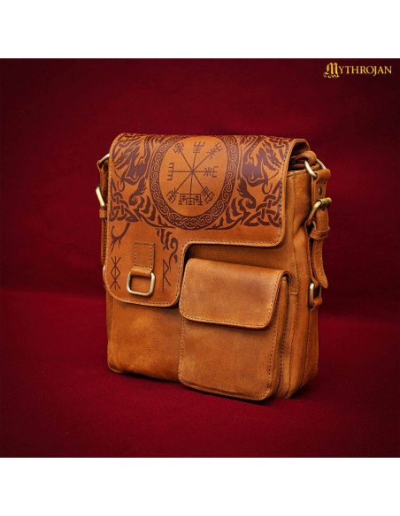 Celtic design traveler bag in brown...