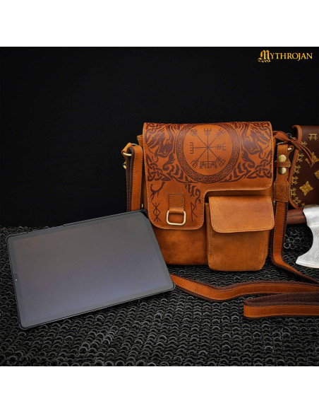 Celtic design traveler bag in brown...