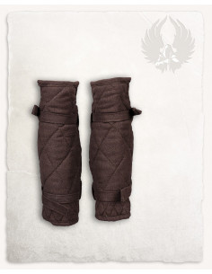 Medieval Arthur greaves in canvas - brown