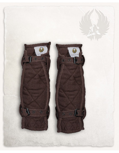 Medieval Arthur greaves in canvas -...