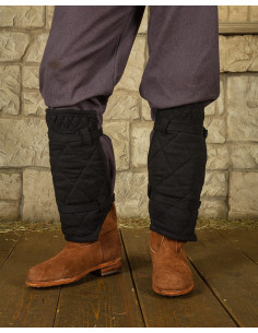 Medieval Arthur greaves in canvas - black