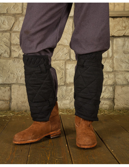 Medieval Arthur greaves in canvas -...