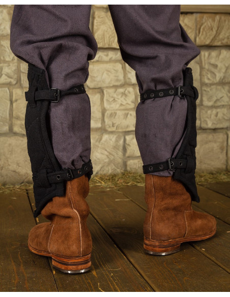 Medieval Arthur greaves in canvas -...