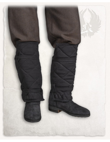 Medieval Arthur greaves in canvas -...