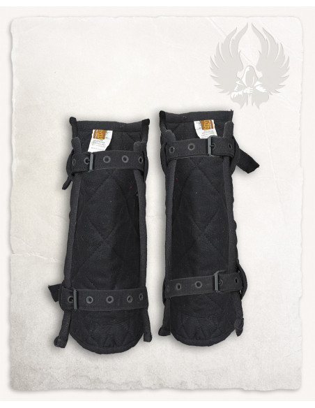 Medieval Arthur greaves in canvas -...