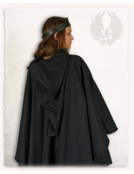 Kim women's short wool cape - Black