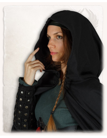 Kim women's short wool cape - Black