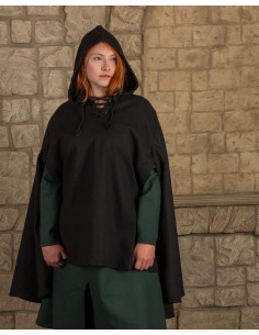 Medieval cloak, raven type, in canvas - Black
