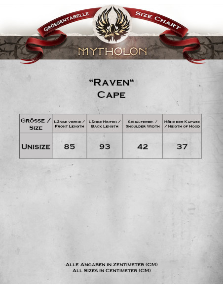 Medieval cloak, raven type, in canvas...