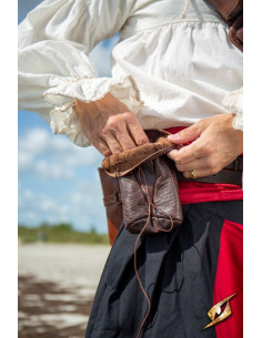 Brown leather pouch for coins Bounty Hunter 2