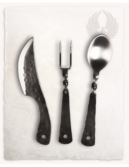 Medieval cutlery set. knife, fork and...