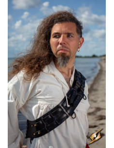 Pirate Adventurer shoulder strap baldric black leather