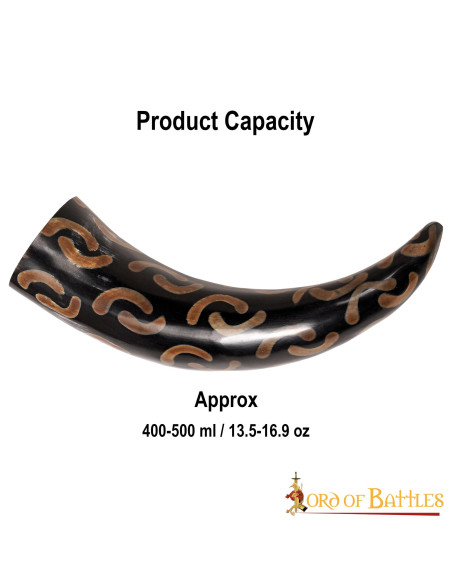 Ox horn for drinking Half Moons design