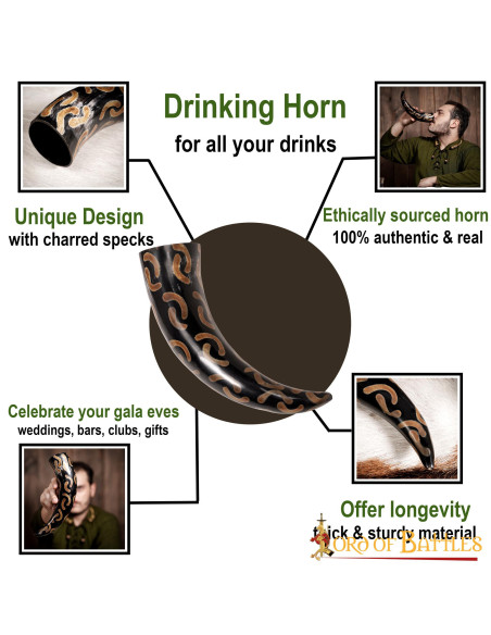 Ox horn for drinking Half Moons design