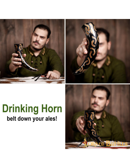 Ox horn for drinking Half Moons design