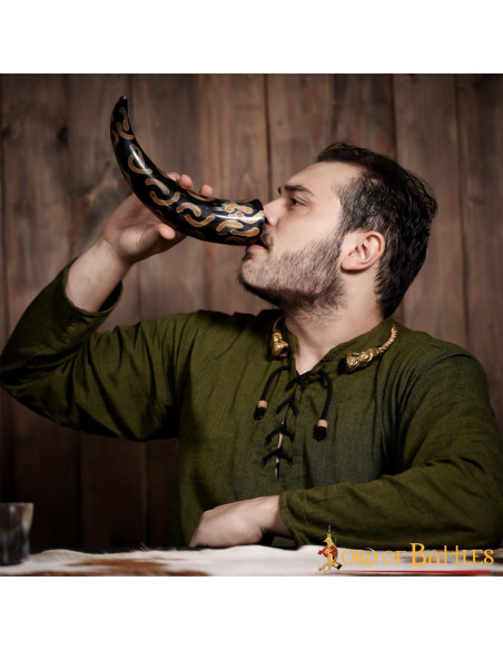 Ox horn for drinking Half Moons design