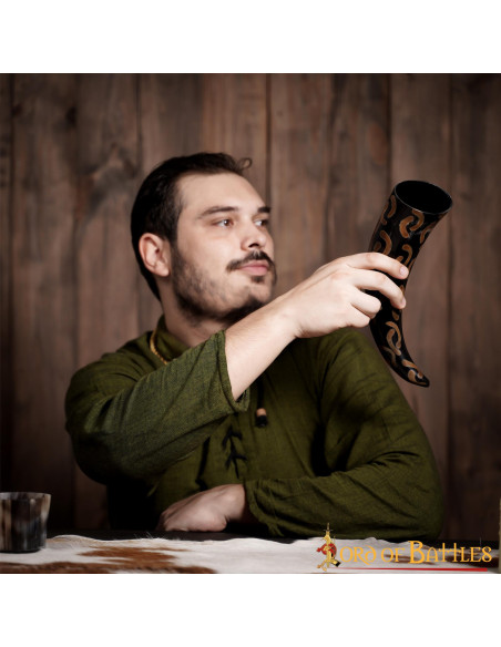 Ox horn for drinking Half Moons design