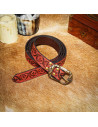 Medieval belt reddish brown leather floral design
