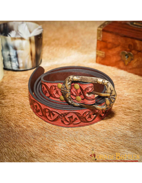 Medieval belt reddish brown leather...