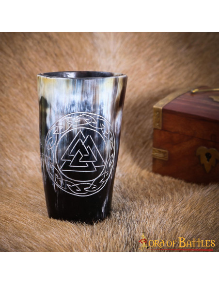 Set of 2 ox horn glasses Viking knot...
