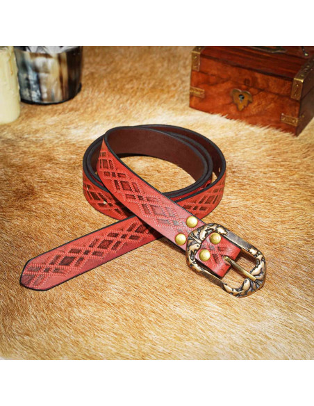 Medieval reddish brown leather belt...