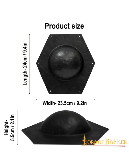 Hexagonal umbo for Roman shield in... Hexagonal umbo for Roman shield in...