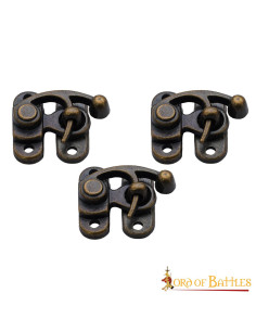 Set of 3 small brass hasps 2