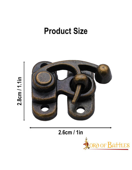 Set of 3 small brass hasps