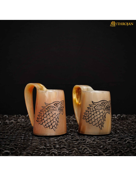 Viking set of 2 wine cups Fenrir Wolf...