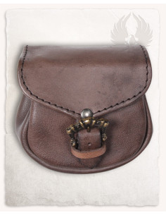 Medieval León bag, waist bag type in brown (14x14 cm.)