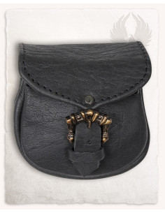 Medieval León bag, fanny pack type in black (14x14 cm.)