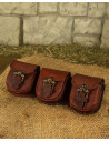Set of 3 medieval Lion belt bags in brown