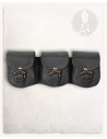 Set of 3 medieval Lion belt bags in black