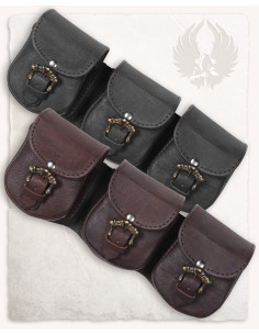 Set of 3 medieval Lion belt bags in black 2