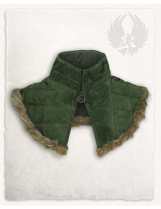 Nimue medieval gorget in suede - Olive Green