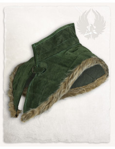 Nimue medieval gorget in suede - Olive Green 2