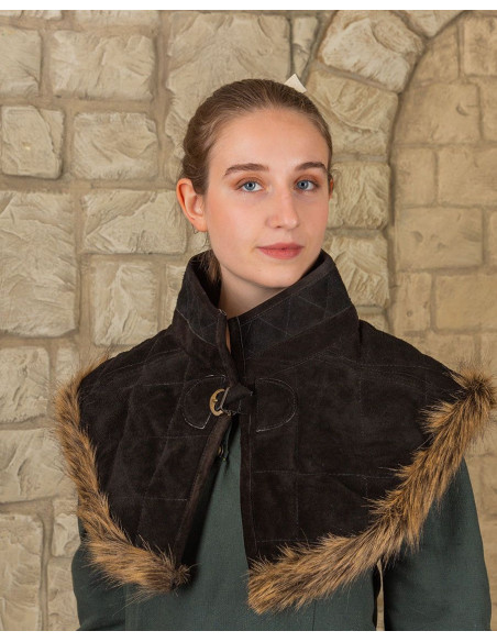 Nimue medieval gorget in suede - Black