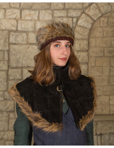 Nimue medieval gorget in suede - Black 2