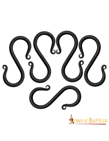 Set of 5 wrought iron S hooks