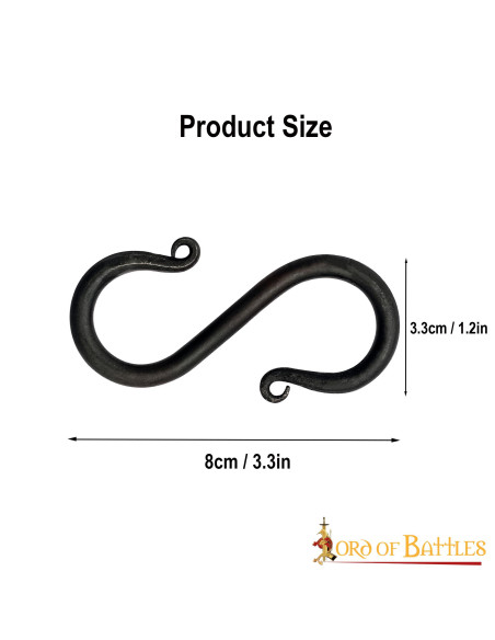 Set of 5 wrought iron S hooks