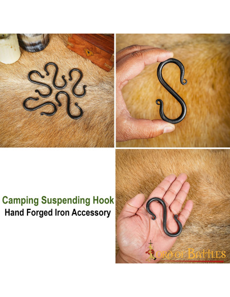 Set of 5 wrought iron S hooks