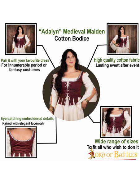 Medieval Maiden Adalyn Cotton Bodice