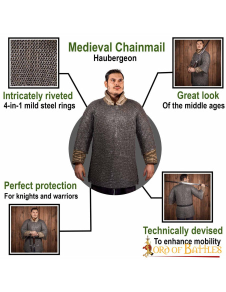 Long-sleeved chain mail with flat...