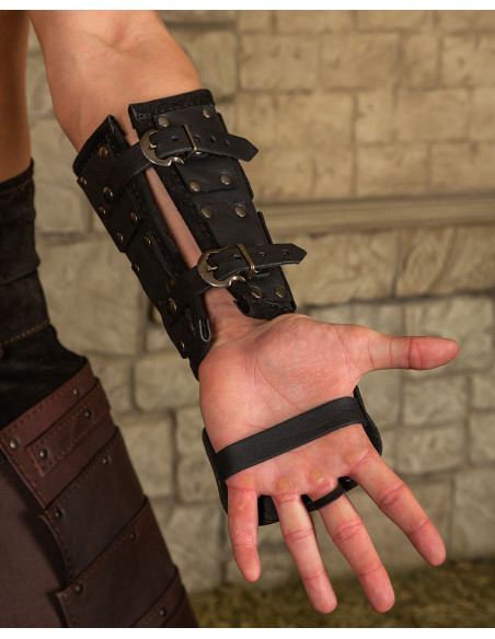 Quintus Roman Bracers in Black Leather