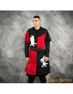 Medieval tabard quartered red-black Dragon