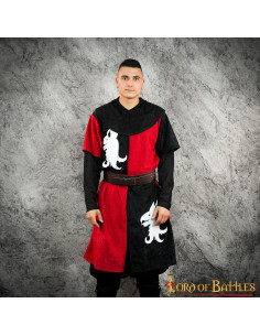 Medieval tabard quartered red-black Dragon 2