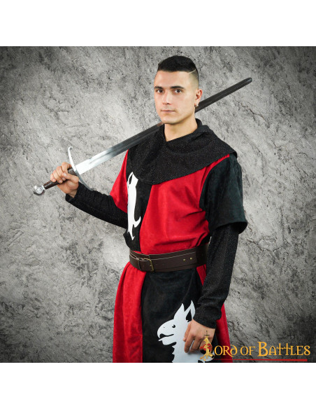 Medieval tabard quartered red-black...